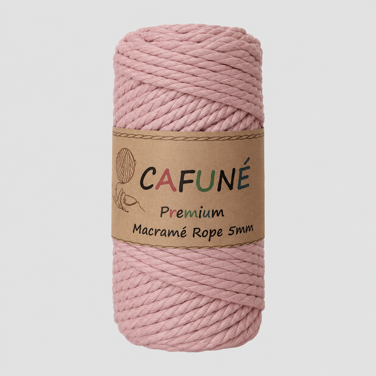 Cafuné Premium Macramé Touw 5mm - Poeder