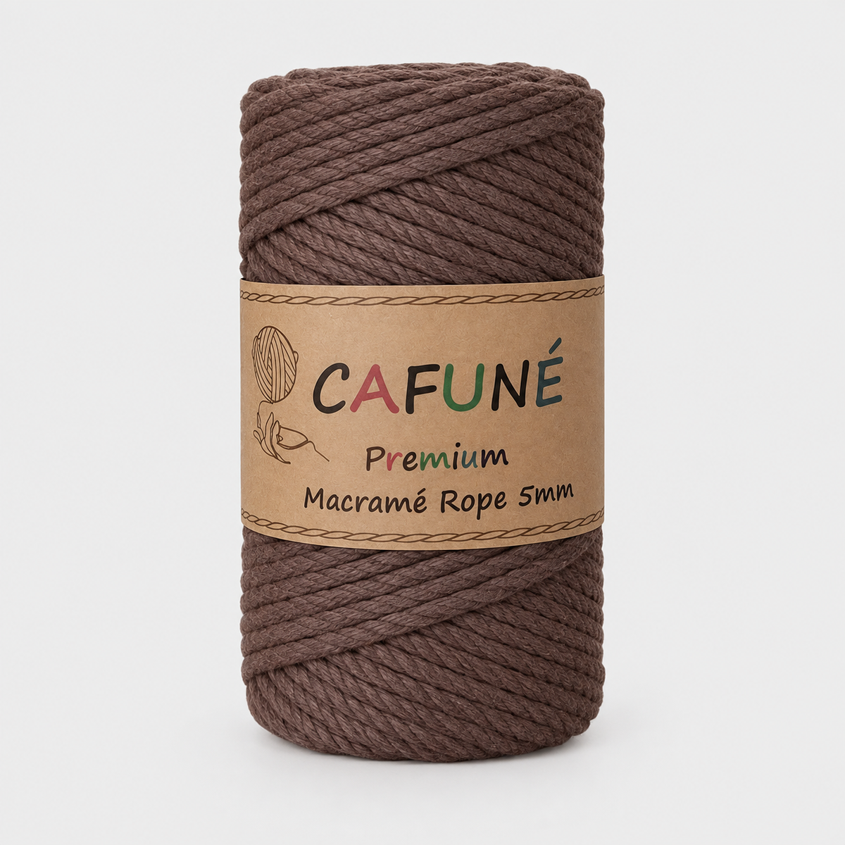 Cafuné Premium Macramé Touw 5mm - Roestbruin