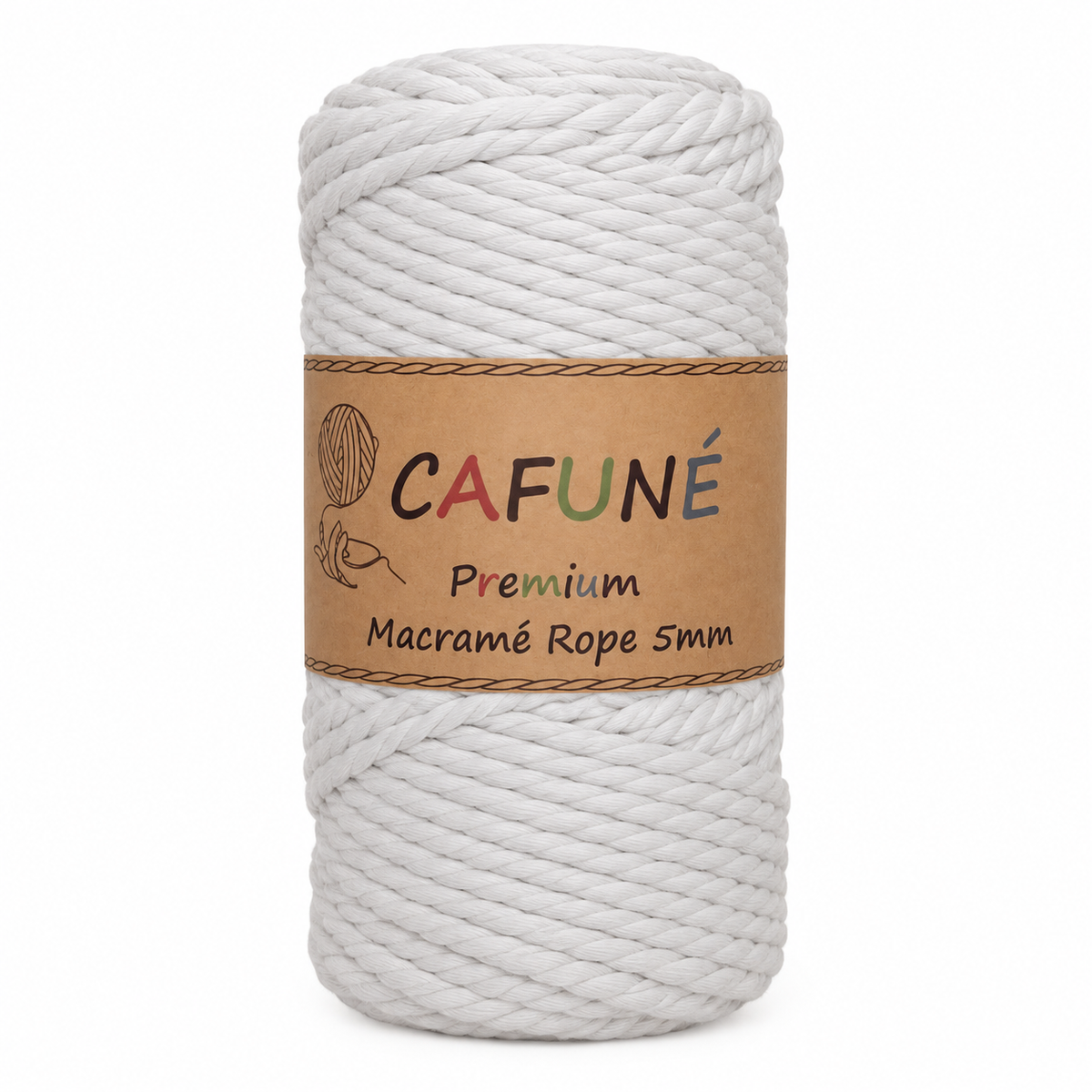 Cafuné Premium Macramé Touw 5mm - Wit