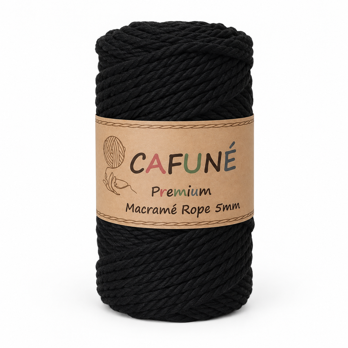 Cafuné Premium Macramé Touw 5mm - Zwart