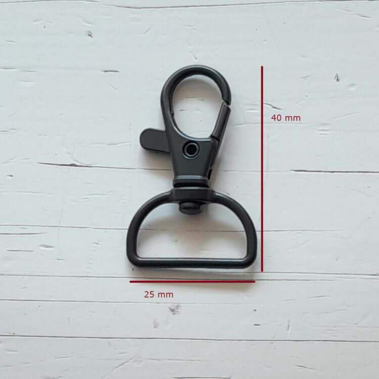 Musketonhaak Zwart 40x25mm - Hobbygaren