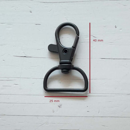Musketonhaak Zwart 40x25mm. Hobbygaren.nl