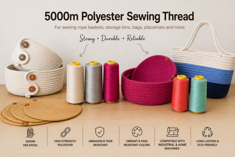 Naaigaren 5000m Nr.120 – Sterk Polyester Garen voor Naaikoord | Hobbygaren