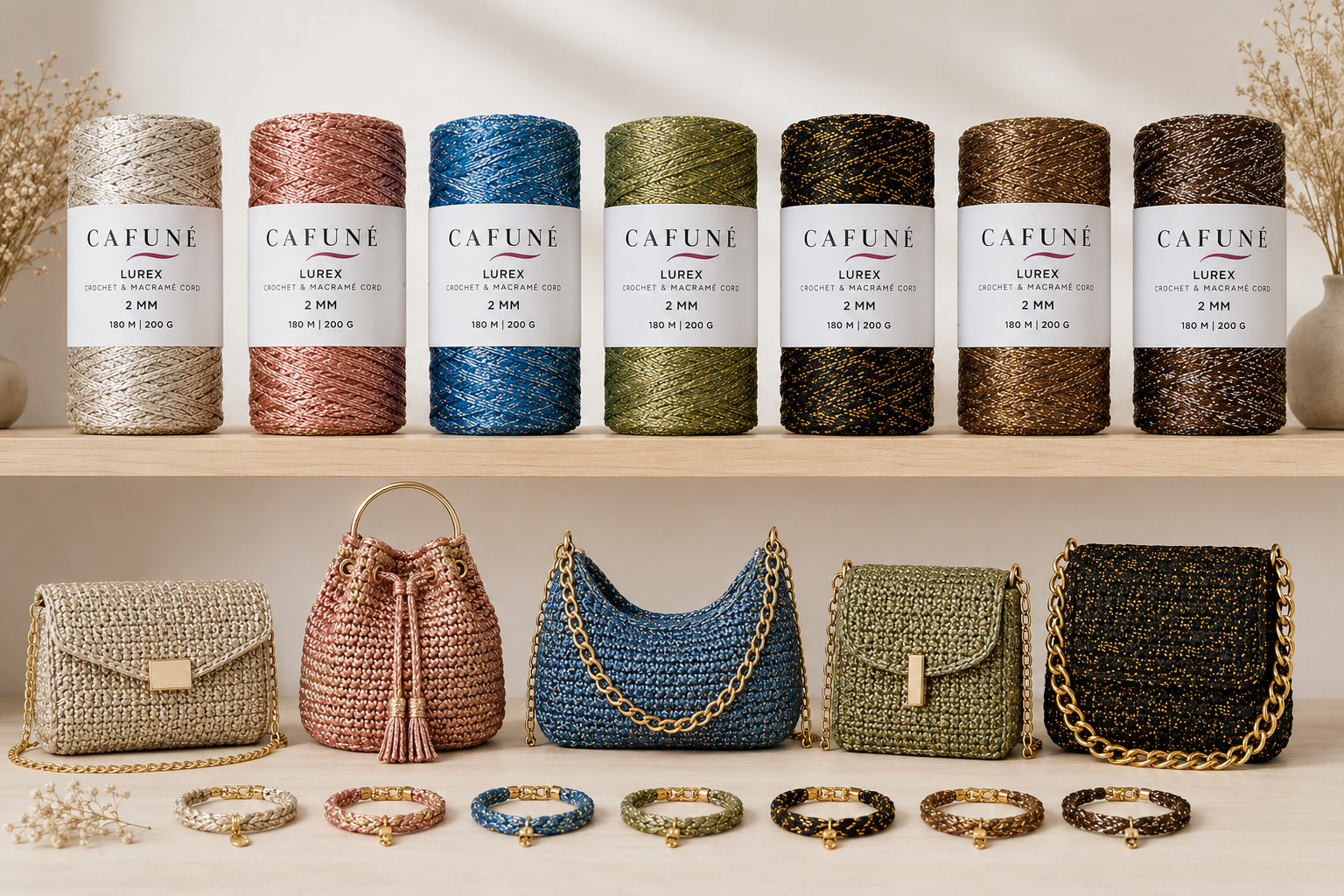 2 mm Lurex Haakkoord & Macramé Koord | Cafuné