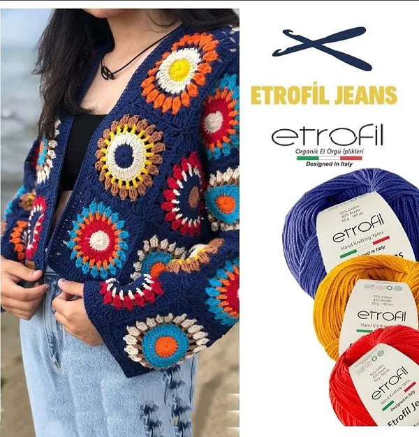 vest gemaakt met Etrofil Jeans haak garen van hobbygaren.nl