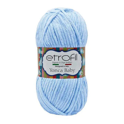 Etrofil Chenille Garen, Velvet garen 3mm baby blauw van hobbygaren.nl