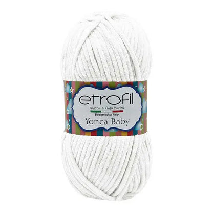 Etrofil Chenille Garen, Velvet garen 3mm wit van hobbygaren.nl