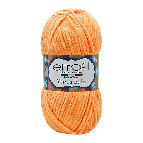 Etrofil Chenille Garen, Velvet garen 3mm licht oranje van hobbygaren.nl