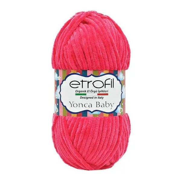 Etrofil Chenille Garen, Velvet garen 3mm licht fuchsia van hobbygaren.nl