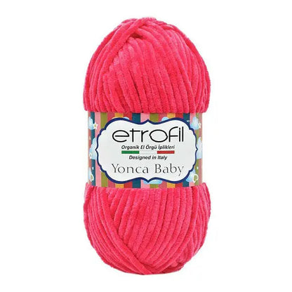 Etrofil Chenille Garen, Velvet garen 3mm licht fuchsia van hobbygaren.nl