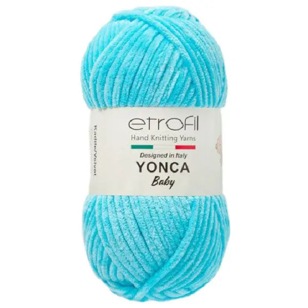 Etrofil Chenille Garen, Velvet garen 3mm licht turquoise van hobbygaren.nl