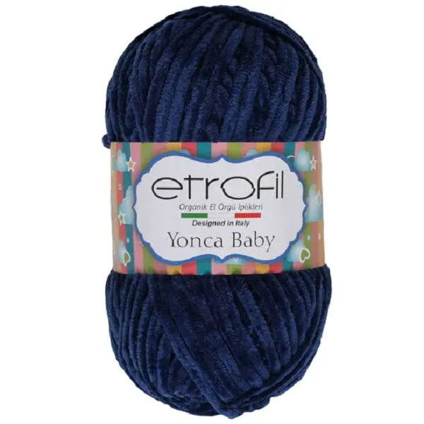 Etrofil Chenille Garen, Velvet garen 3mm donker blauw van hobbygaren.nl