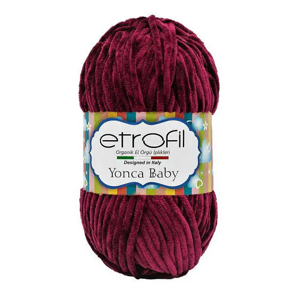 Etrofil Chenille Garen, Velvet garen 3mm aubergine van hobbygaren.nl