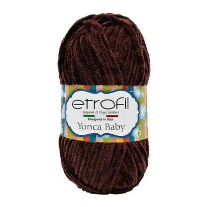 Etrofil Chenille Garen, Velvet garen 3mm bruin van hobbygaren.nl