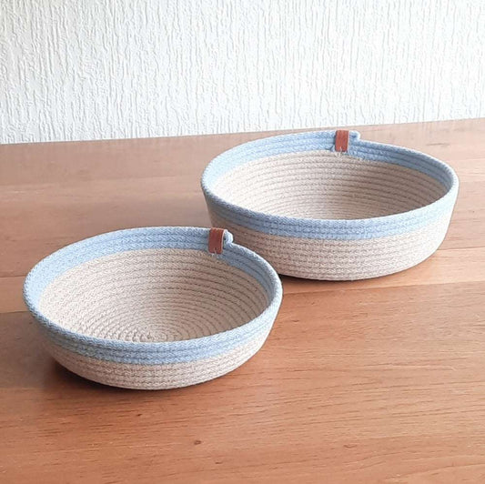 Mandjes – Beige Lichtblauw Set van 2 - Hobbygaren