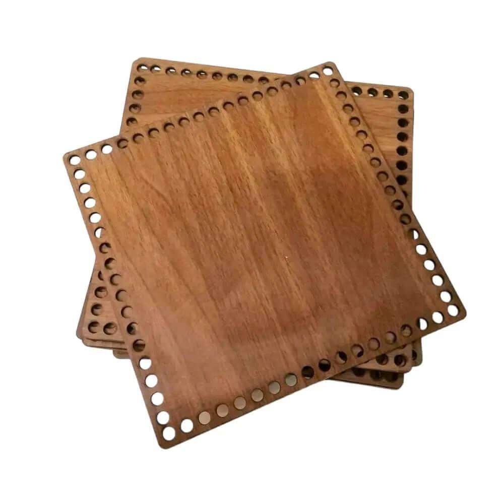 Houten Bodem-Vierkant naturel of donkerbruin. Haak er manden en dienbladen mee. Hobbygaren.nl