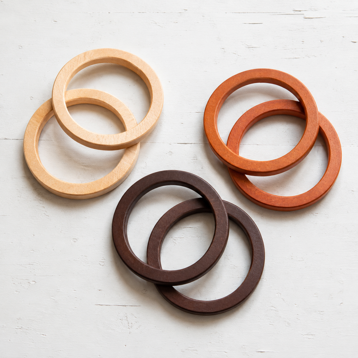 Ronde Houten Tashengsels – Ø 13 cm (Set van 2)