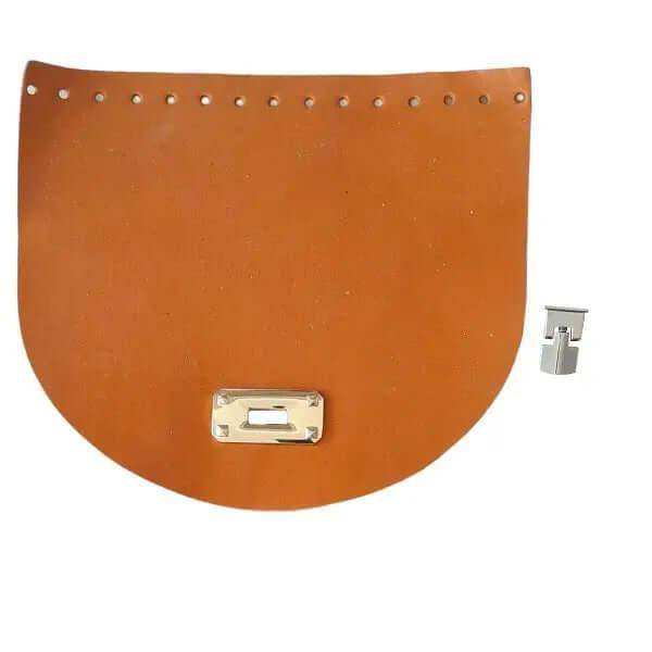 Leren Tas flap met Sluiting - 22x19cm- Oranje - Hobbygaren