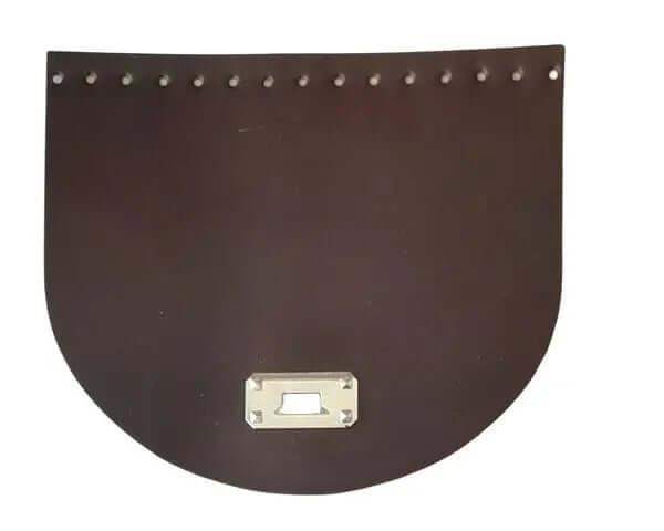 Leren Tas flap met Sluiting - 22x19cm-Donker Bruin - Hobbygaren