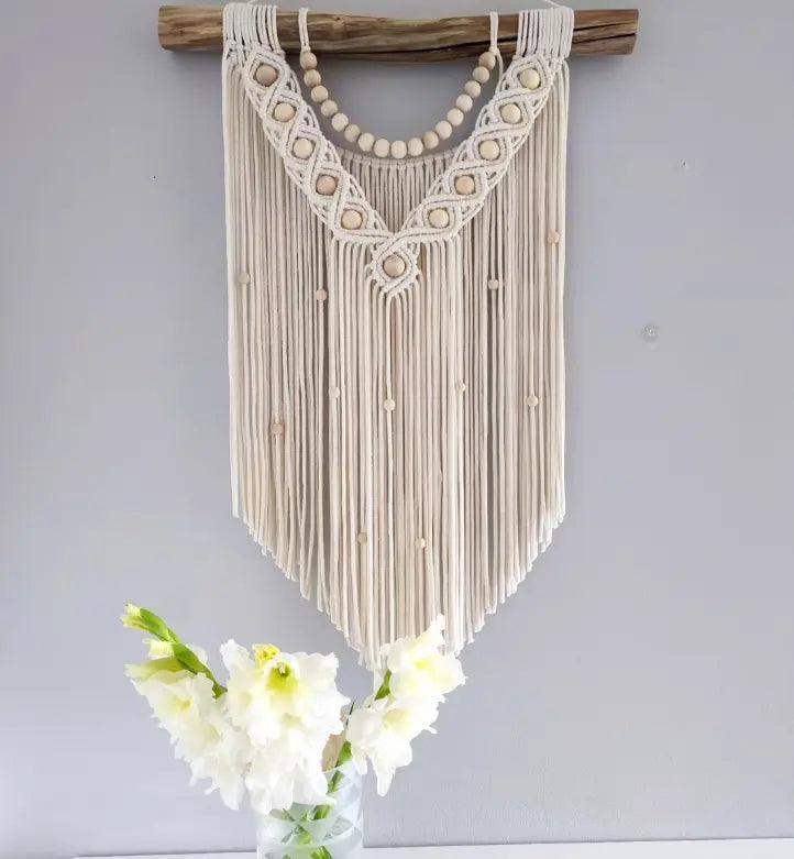 boho macrame muurhanger gemaakt met cafune lux macrame garen 3mm