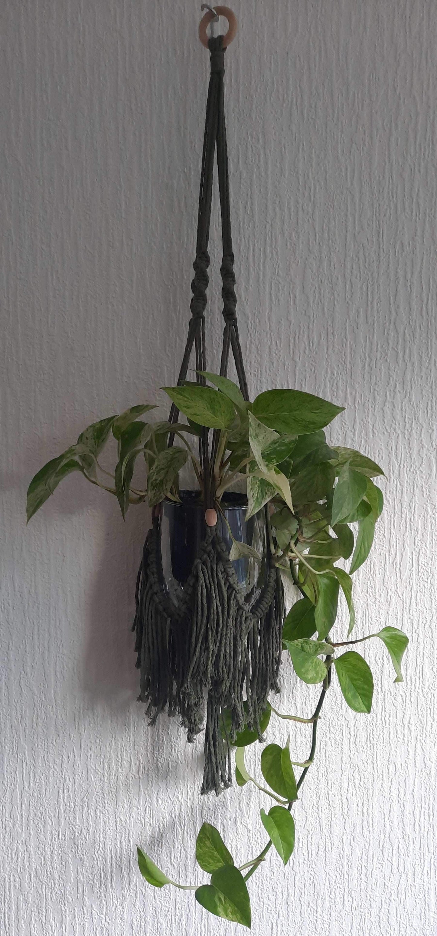 Macrame Pakket Plantenhanger "Fringe" Kaki - Hobbygaren