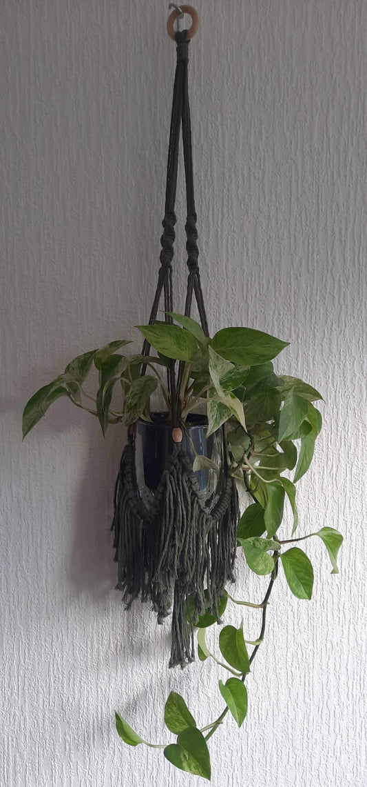 Macrame Pakket Plantenhanger "Fringe" Kaki - Hobbygaren