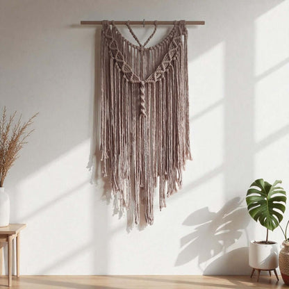 Macrame Pakket Wandkleed Boho - Beige - inclusief instructievideo en pdf handleiding