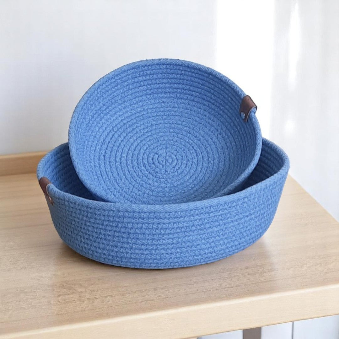 Mandjes – Antiek Blauw Set van 2