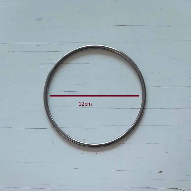 Metalen Tas Handvatten Rond Metaal Zwart 12cm - Hobbygaren