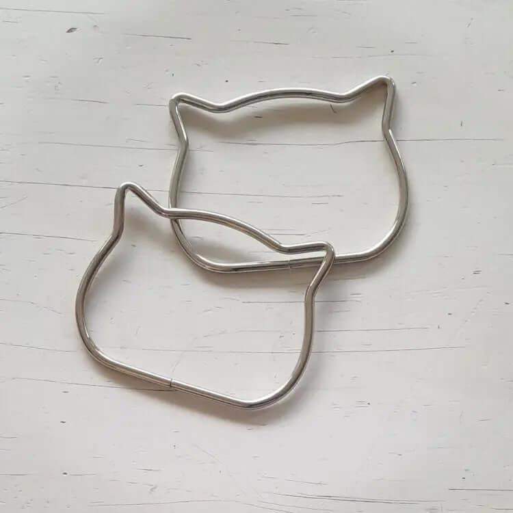 Metalen Tas Handvatten-Kattenkopje-Zilver - Hobbygaren