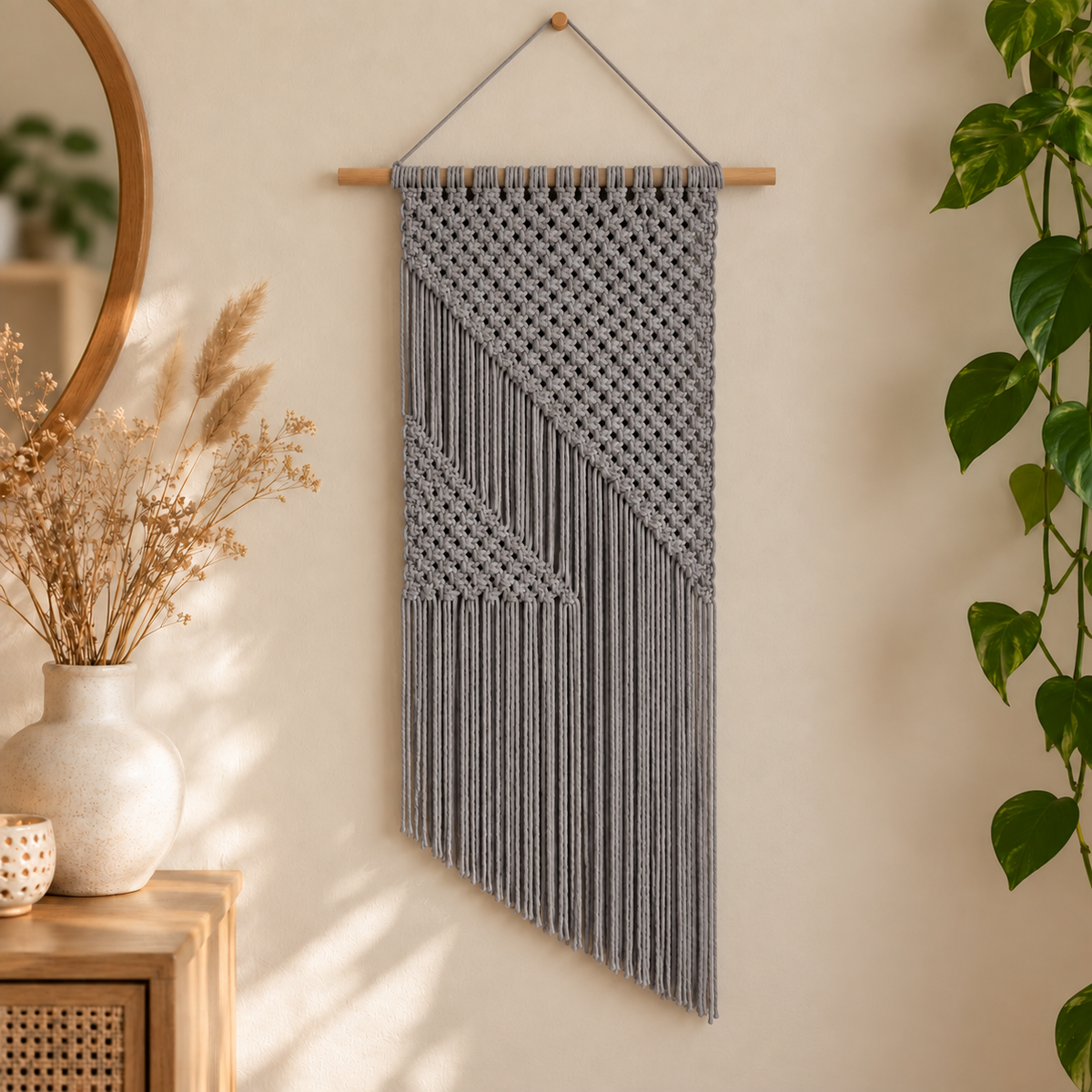 Nova macramé wandkleed - Grijs