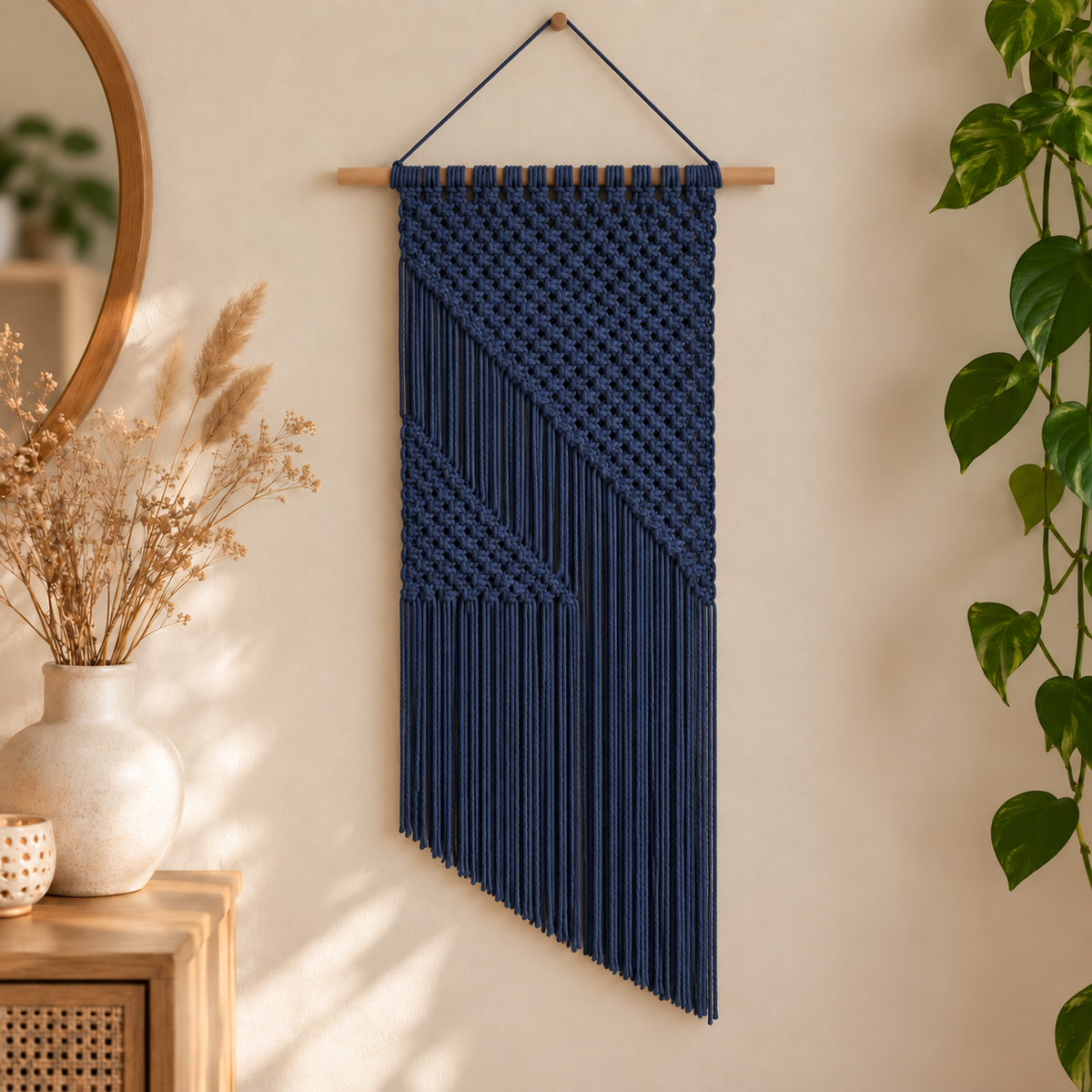 Nova macramé wandkleed - Navy