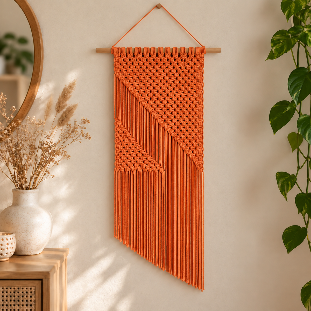 Nova macramé wandkleed - Oranje