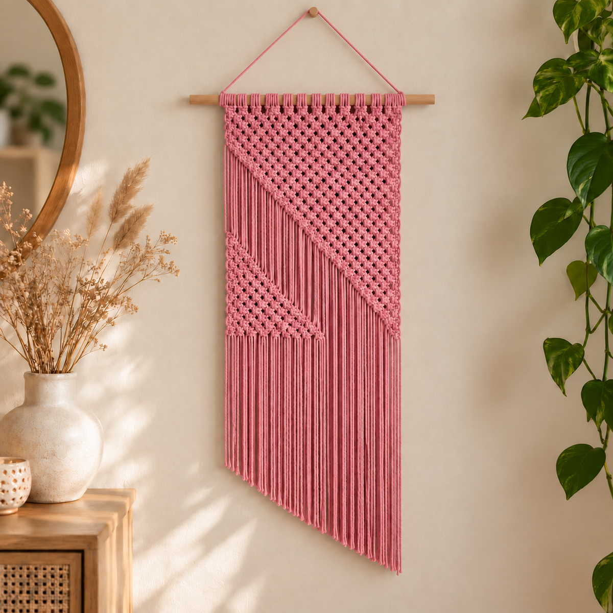 Nova macramé wandkleed - Roze