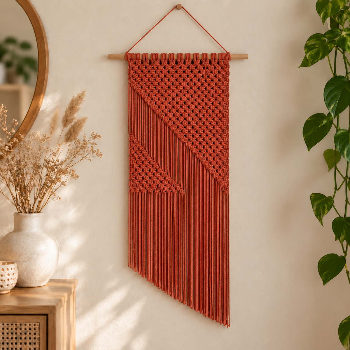 Nova macramé wandkleed - Terracotta