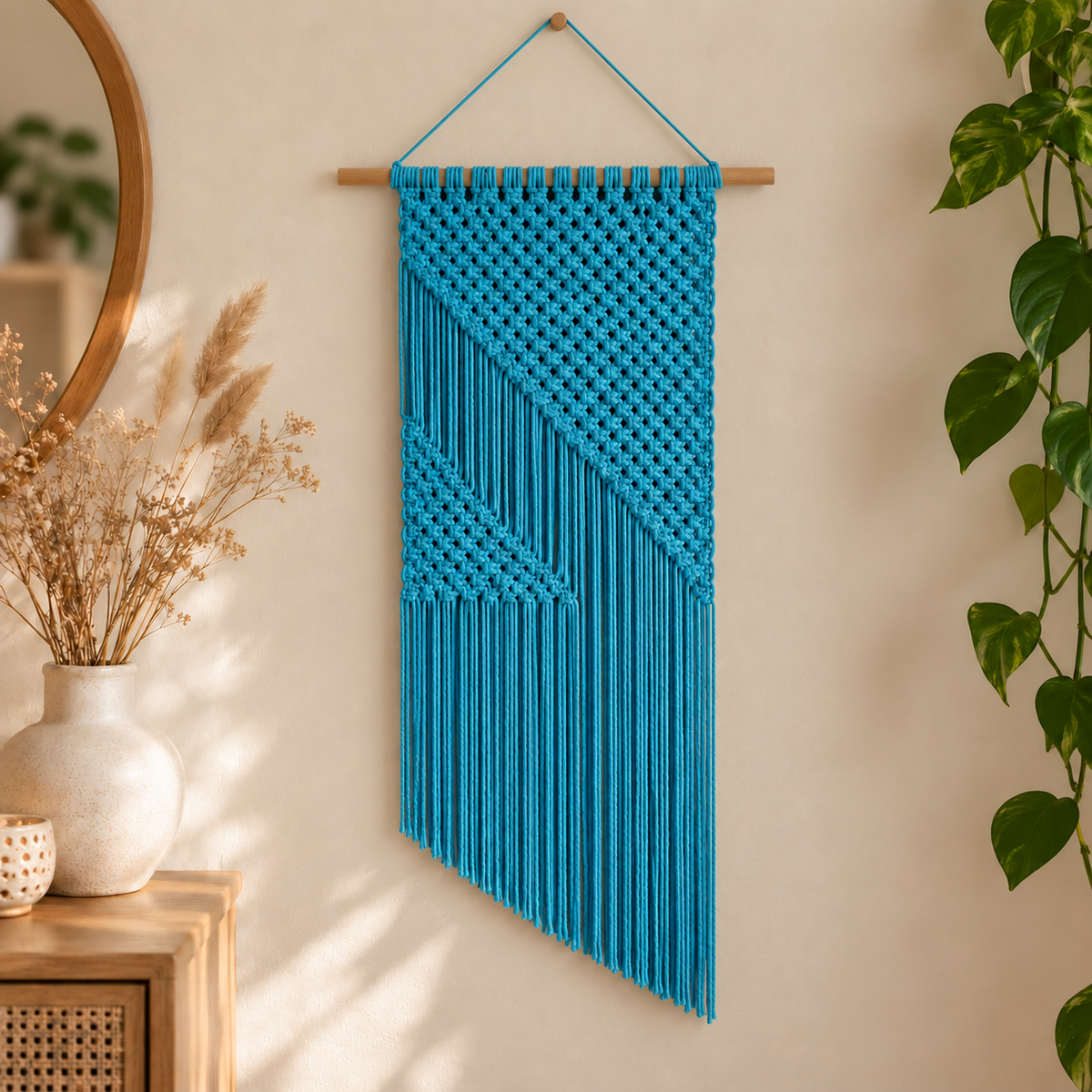 Nova macramé wandkleed - Turquoise