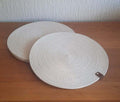 Placemats 34cm set van 4 in de kleur ecru. Handgemaakt van gevlochten naaikoord. 