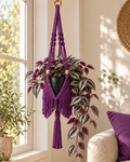 Macrame Package Plant Hanger "Fringe" Purple