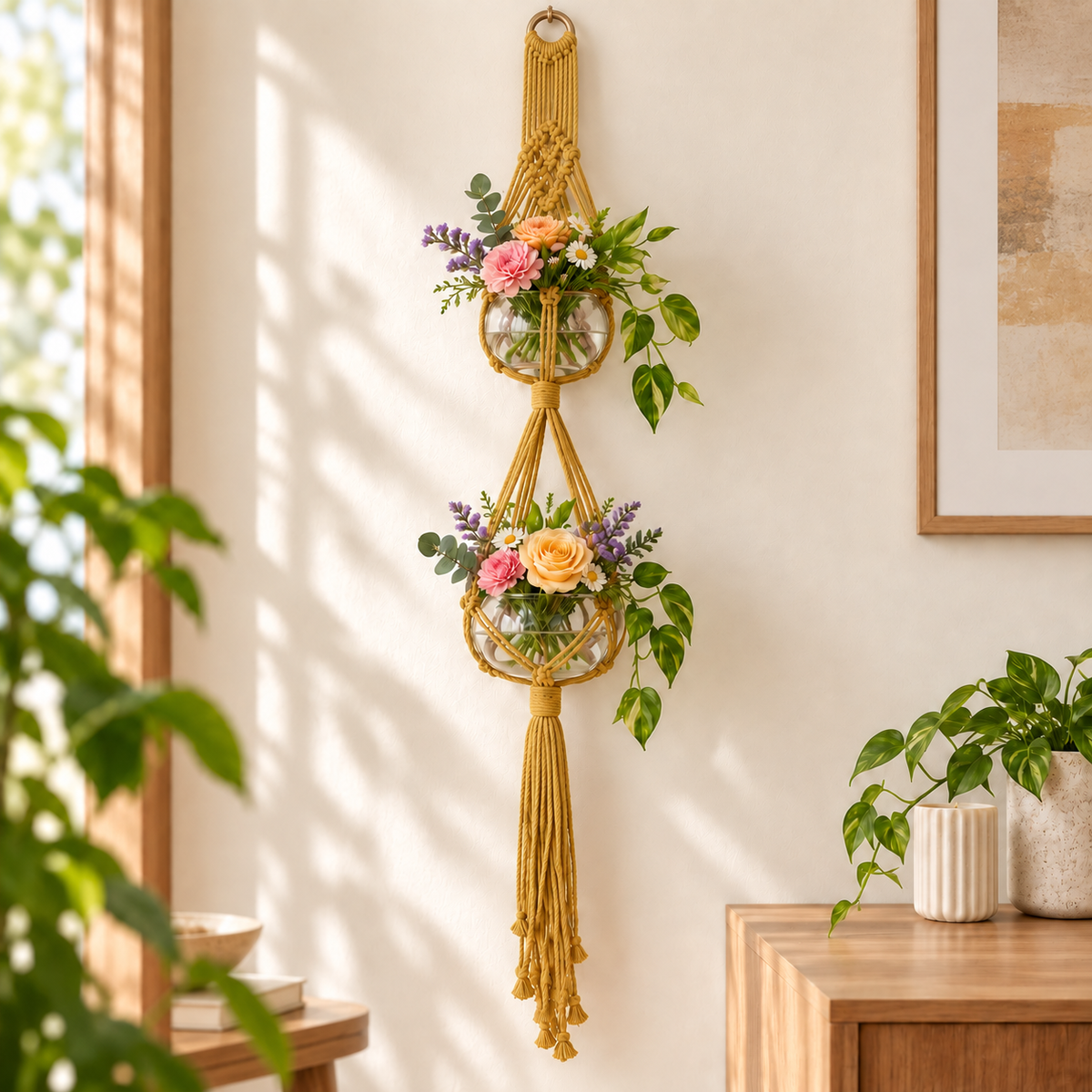 Macrame Pakket Plantenhanger  - 2 potten