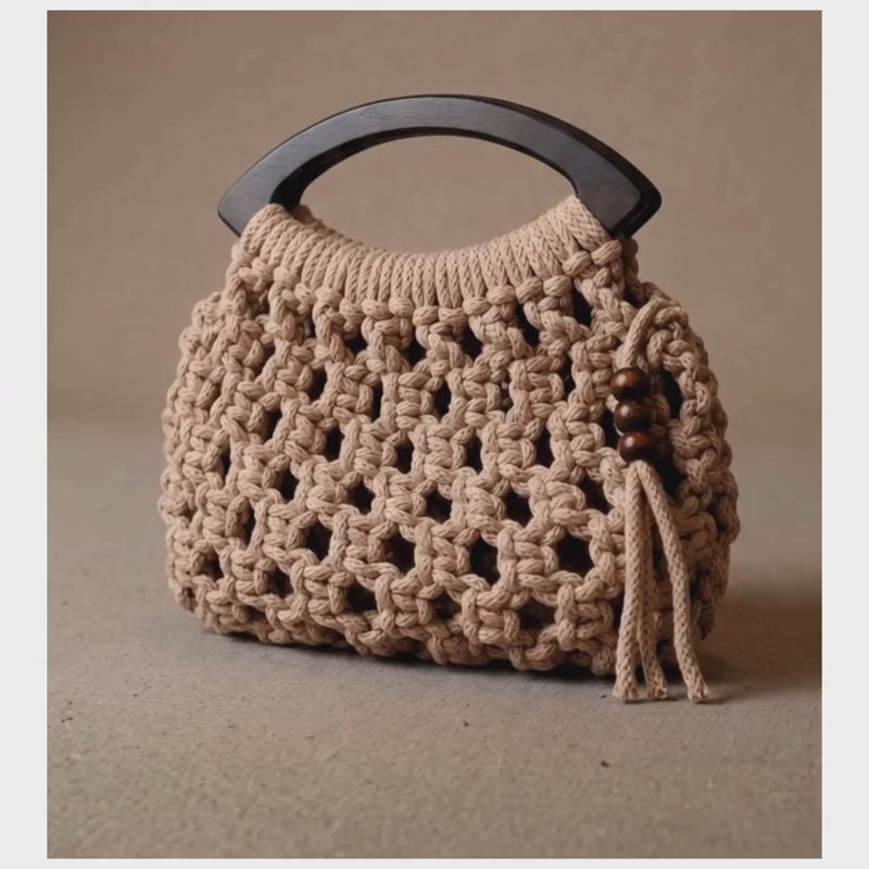 DIY Macramé Tas Pakket – incl. Video & Houten Handvatten