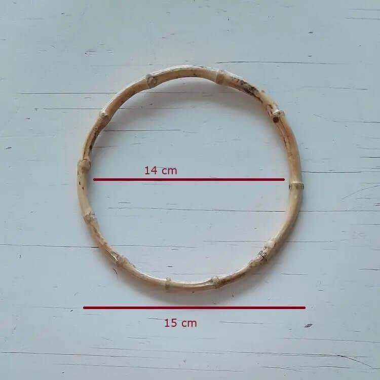Bamboe Tas Handvat-Rond-Naturel-15cm - Hobbygaren