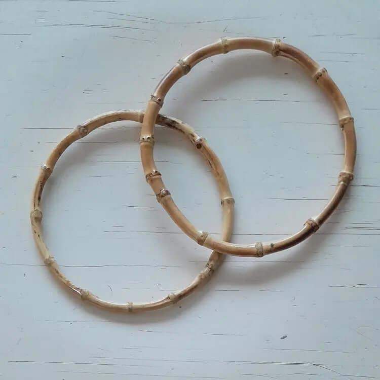 Bamboe Tas Handvat-Rond-Naturel-15cm - Hobbygaren