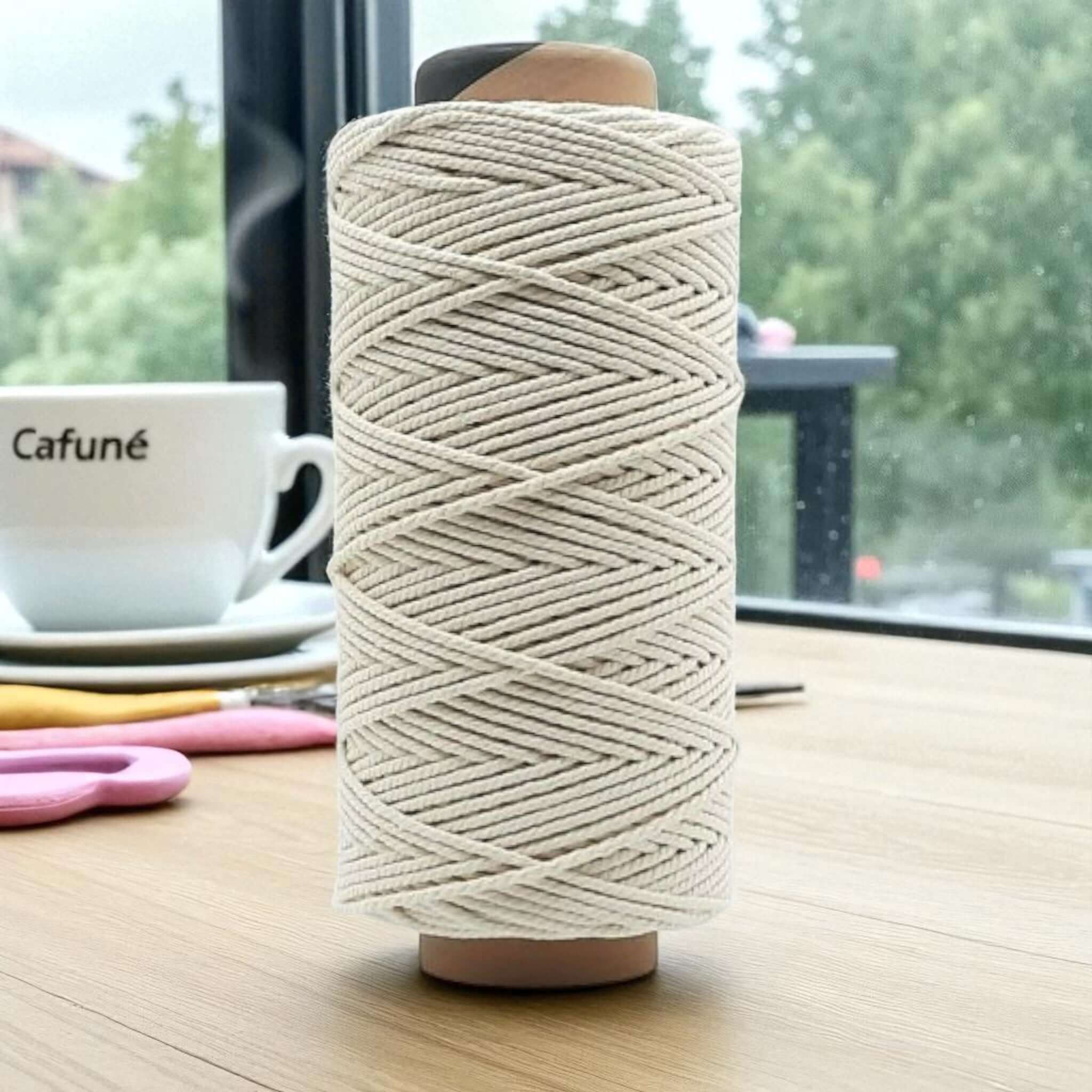 Cafune Macrame Touw XXL 4mm Ecru Voor wandkleden, dromenvangers, sleutelhangers en muurdecoratie