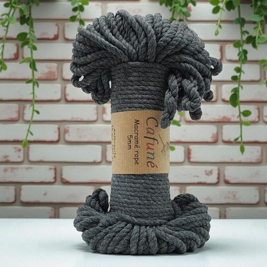 Macrame Touw 5mm -Bundel-Antraciet