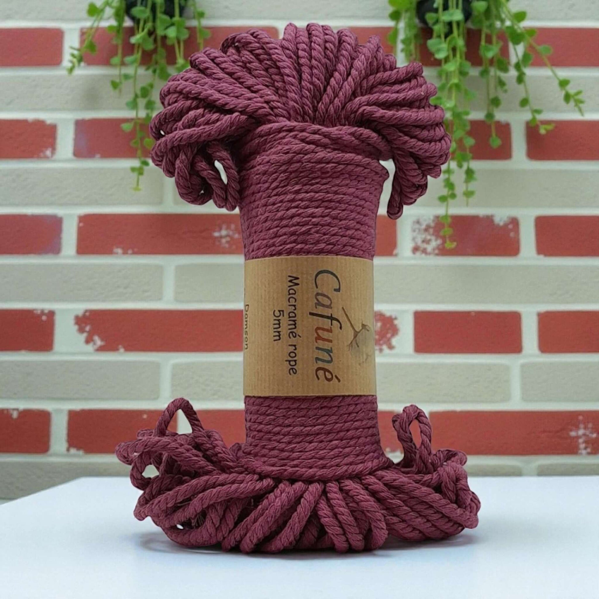 Cafune Macrame Touw 5mm -Bundel-Damson voor plantenhangers, sleutelhangers en wankleden