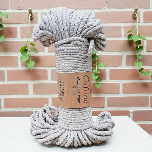 Macrame Touw 5mm -Bundel-Licht Grijs