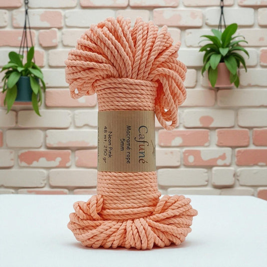 Macrame Touw 5mm -Bundel-Neon Roze