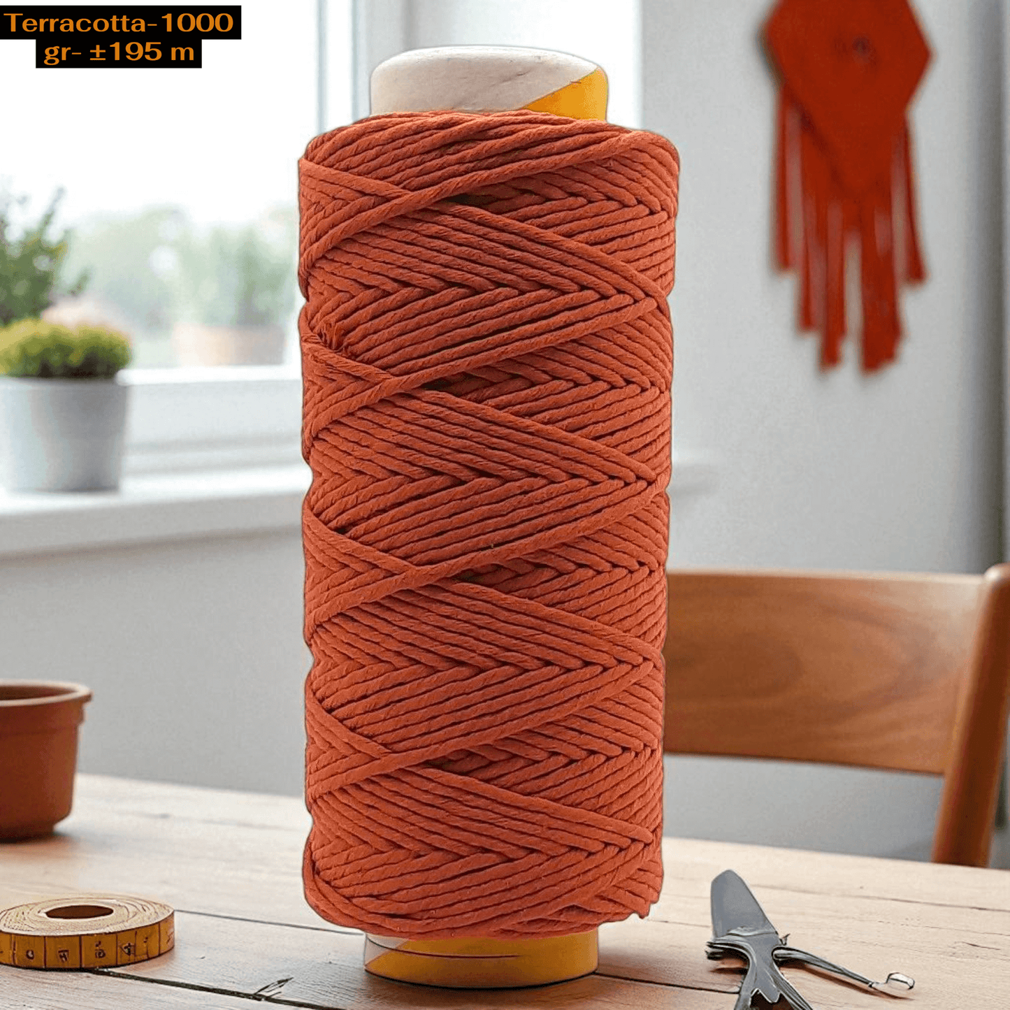 Cafune Macrame Garen XXL 5mm Terracotta voor wandkleden, plantenhangers 